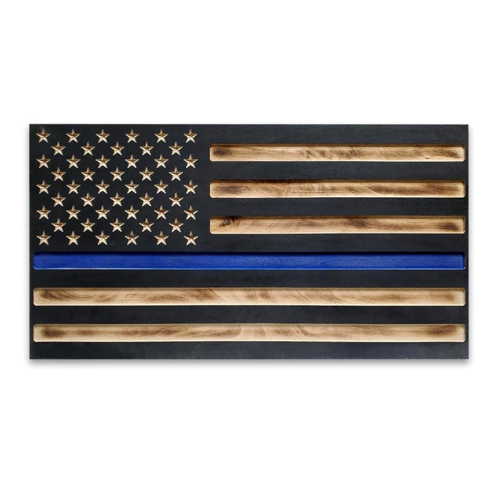 Burnt Thin Line Fully Carved Concealment Flag   794604402697
